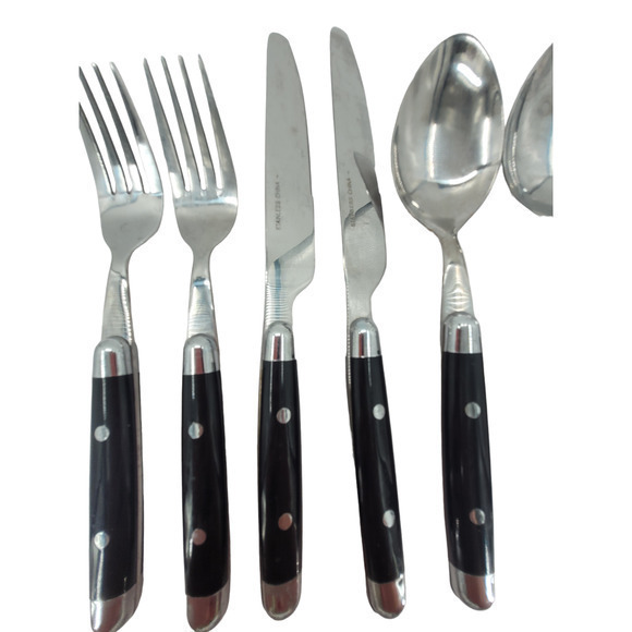 Cambridge Silversmiths Jubilee Black Handle Flatware Set Service‎ for 2 1-2 - Picture 5 of 12